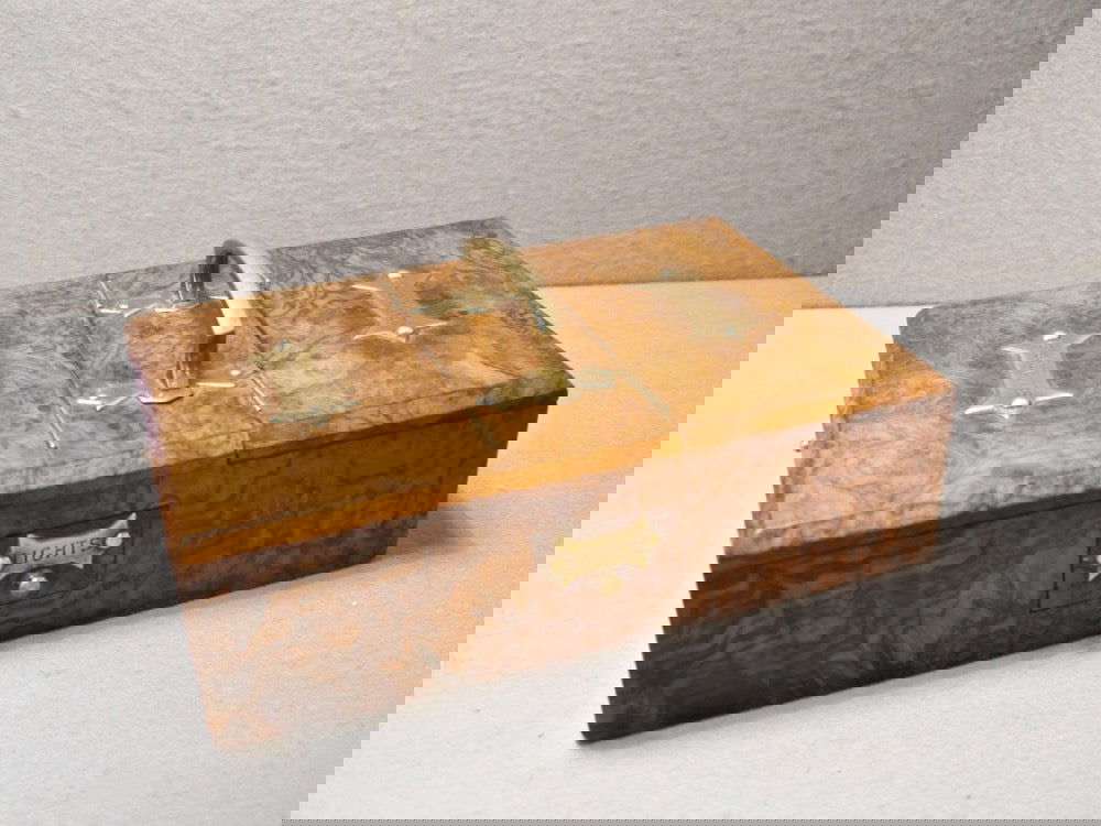 English Burr Walnut Cigar Box, circa 1890 - Luke Honey | Antiques, Chess, Backgammon & Games