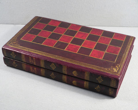 Antique Leather Backgammon & Chess Board