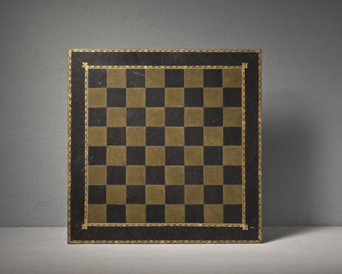Antique Gilt-Tooled Leather Chess Board