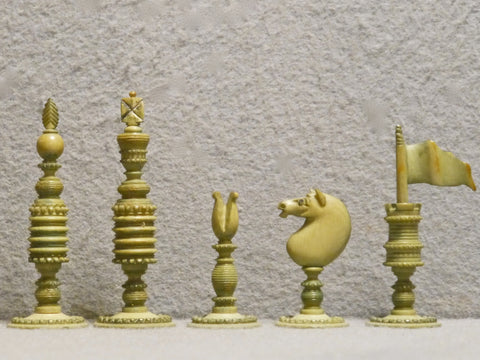 English Ivory Chess Set, 19th century