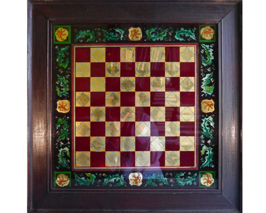 Heraldic Glass Chess Board, 19th century - Luke Honey | Antiques, Chess, Backgammon & Games