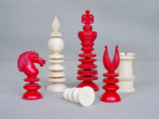 “Lund Pattern” Ivory Chess Set, circa 1850 - Luke Honey | Antiques, Chess, Backgammon & Games