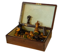 Antique Rosewood Chess Set, 19th Century