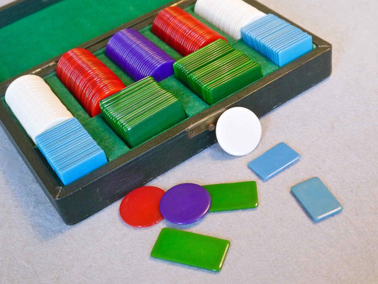 Set of Celluloid Gambling Chips, 1930s - Luke Honey | Antiques, Chess, Backgammon & Games