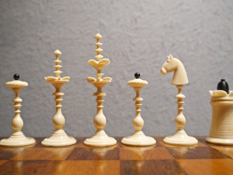 Danish Bone Chess Set and Board, 19th century