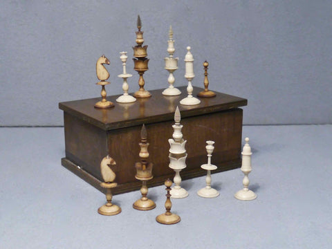 Biedermeier Bone Chess Set, circa 1830