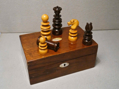 “Calvert Style" Rosewood Chess Set, 19th century