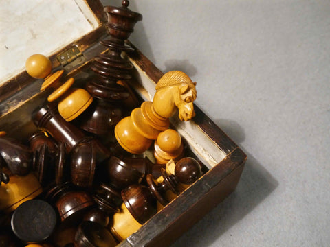 “Calvert Style" Rosewood Chess Set, 19th century