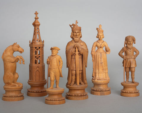 Antique "Charlemagne" Pearwood Part Chess Set