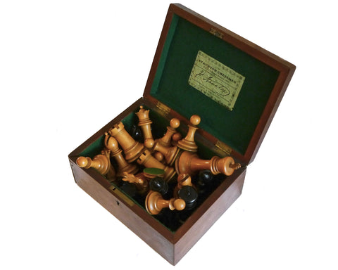 Jaques Staunton Boxwood Ebony Antique Chess Set for Sale