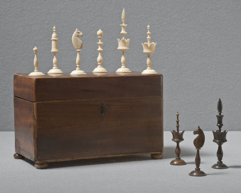 A German "Selenus" Polished Bone Chess Set, circa 1830