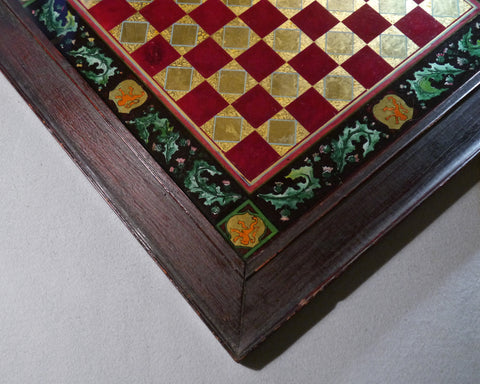 Heraldic Glass Chess Board, 19th century