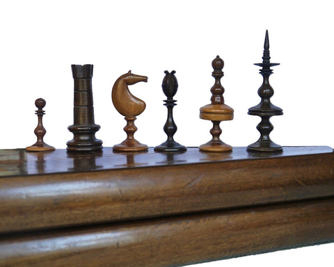 Irish Yew Chess Set & Board, 19th century