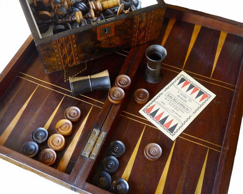 Irish Yew Chess Set & Board, 19th century
