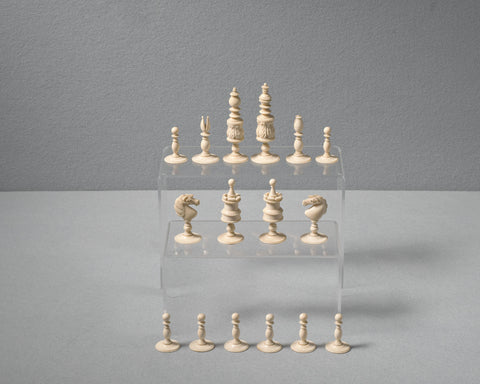 An English ivory chess set, circa 1860