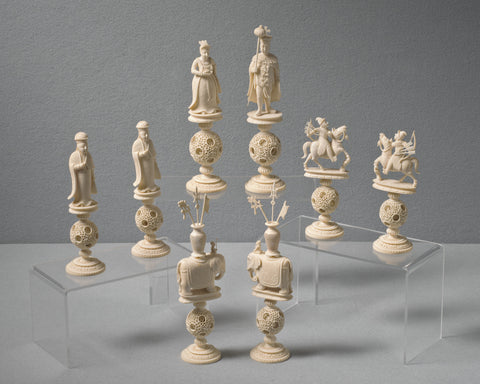 Large Canton King George Chess Set, circa 1820
