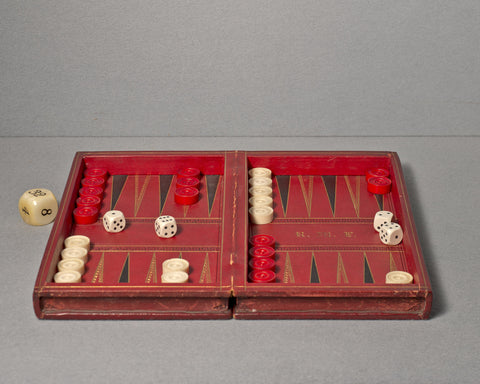 A Fine English Leather Games Set, circa 1880