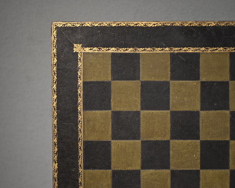 Antique Gilt-Tooled Leather Chess Board