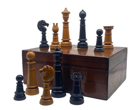 antique upright chess set