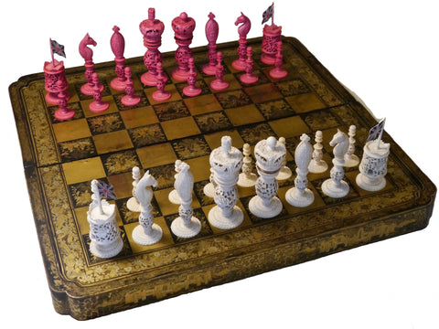 “Burmese” Chess Set & Board, circa 1810
