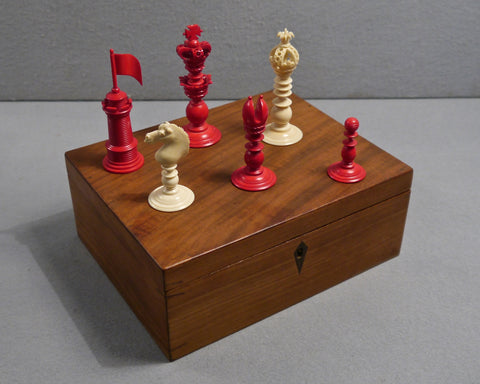 English Ornamental Chess Set, 19th century