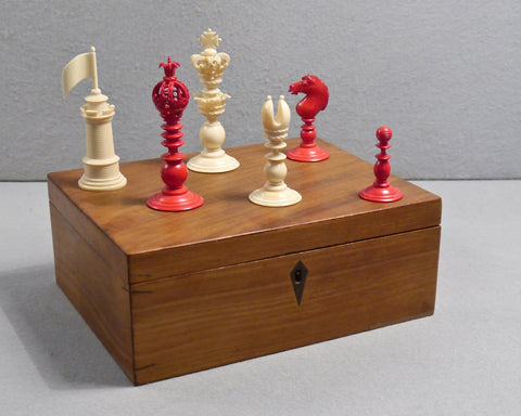 English Ornamental Chess Set, 19th century