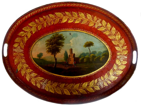 Regency Red & Gilt Tole Tray, circa 1810