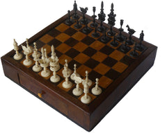 Biedermeier Chess Set & Board circa 1830