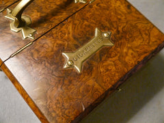 English Burr Walnut Cigar Box, circa 1890